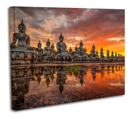 Cuadro Lienzo Canvas 45x60cm Foto Budas Templo Atardecer