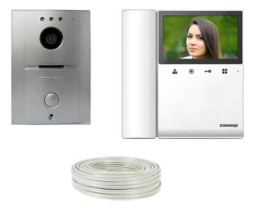 Kit Video Portero Commax Monitor 4.3  Interfon 25mts Cable