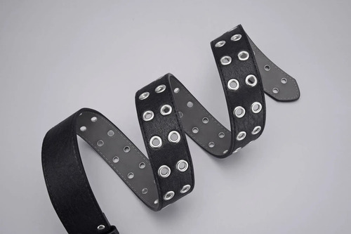 Cinturón Unisex De Piel Con Doble Hebilla Estilo Punk