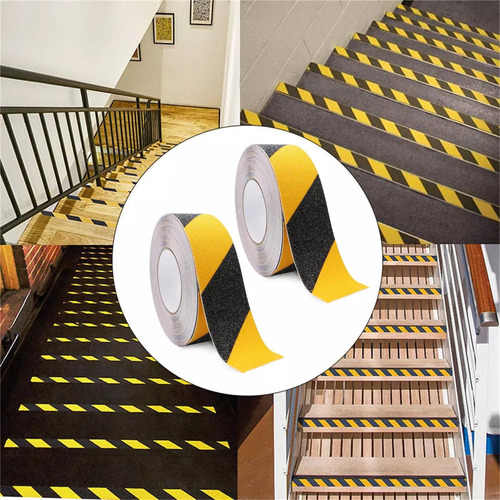 2 Cintas Antiderrapante Escaleras De 5 Cm X 20 M, Negro Y Am