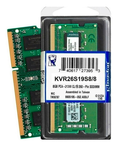 Kingston Value RAM KVR26S19S6/8 1 8 GB  Verde notebook