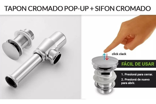 Imagen 2 de 5 de Sifón Rígido + Sopapa Sistema Click Clack / Pop Up Naffull