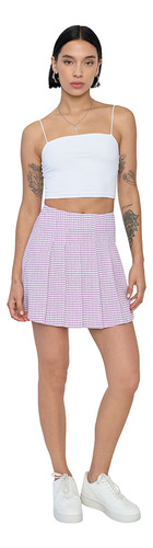 Falda Mujer Tableada Morado Corona