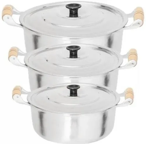 comprar Jogo De Panela Grande 3 Peças Aluminío Batido Fundido Atacad