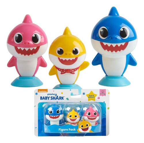 Kit 3 Brinquedo Baby Shark Pinkfong Mini Figuras Sunny 2359