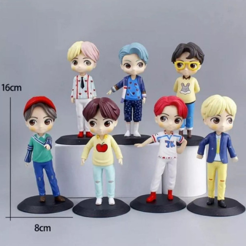 Figura De Cantantes Bts K-pop 7 Personajes Colección C/ Base