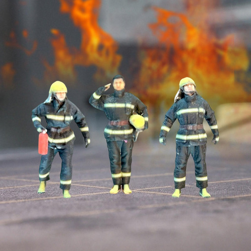 \ 3 Figuras De Bombero En Miniatura, Modelo De Personas 64