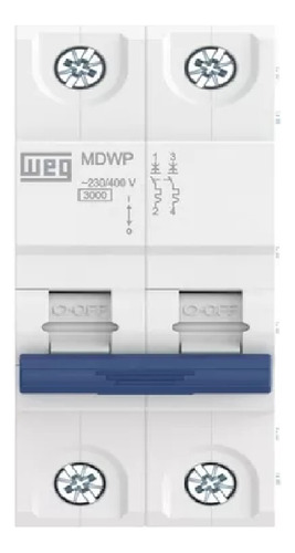 Minidisjuntor Weg Bipolar 32a Curva C - Mdwp-c32-2 