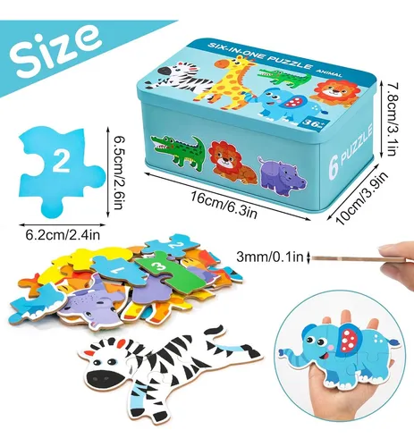 Puzzles Rompecabezas Animal Selva Juego Didáctico Madera