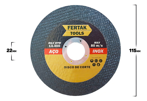 Kit 50 Discos De Corte Fino Aço Inox Reforçado Fertak