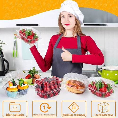 100 Caixas De Plástico Descartáveis Para Bolos E Alimentos