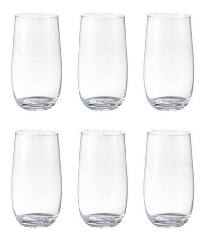 Set 6 Vasos Vidrio 500ml Glasso 14.5x6.5cm Italy Liquidos 