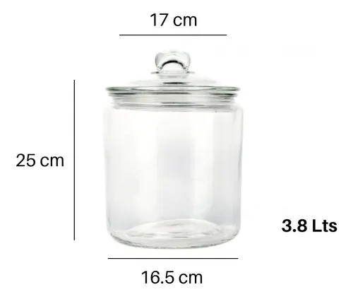 Frasco De Vidrio Tarro Con Tapa 3.8 Lt Goldsky