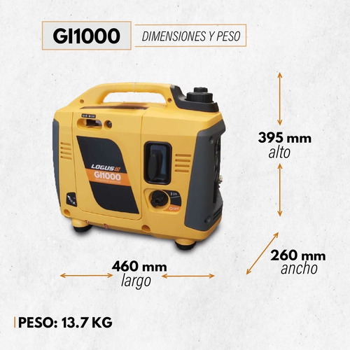 Imagen 4 de 5 de Grupo Electrogeno Generador Inverter Logus Gi1000 Insonoro