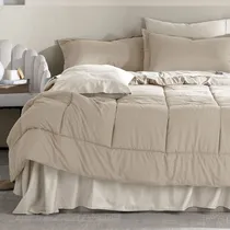 Comprar Set 5 Pzas. Edredón Individual +funda De Almohada +juego De Sabanas Real Textil Khaki\u002Fbeige Real Textil