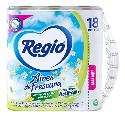 Papel Higiénico Regio Aires De Frescura Doble Hoja 18 Rollos