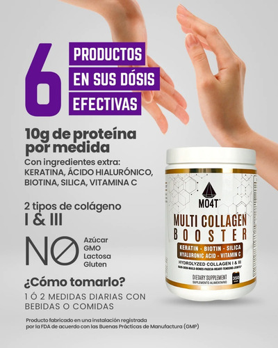 Imagen 5 de 9 de Multicollagen Booster 350g Mo4t - 6 Productos En 1