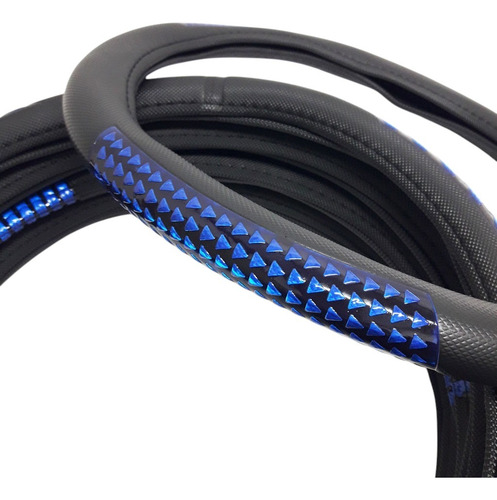 Cubre Volante Desing Reflex Azul 38cm -estilo Y Diseño- Negro