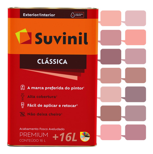 Tinta De Parede Fosca Suvinil Tons Suave Do Vermelho +16 L