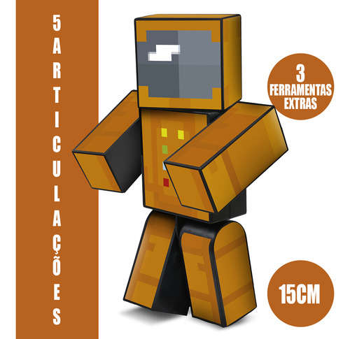 Boneco Zoom Astronauta 15 Cm Minecraft Com Ferramentas