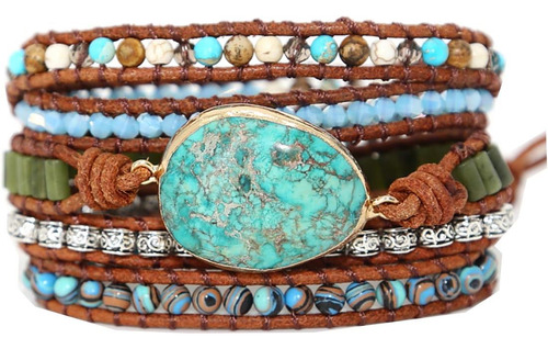 Zosojona Starto 5 Wrap Pulsera Hecha A Mano Piedra Natural J