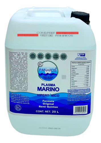 Agua De Mar Orgánica Hipertónica 20 Litros