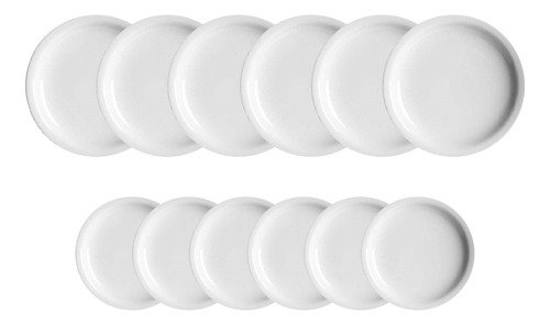 Set Platos Playo Y Postre Línea Recta Porcelana Verbano X12