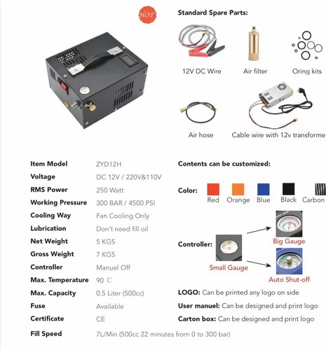 Compresor De Aire Pcp Para Auto 12v 30mpa 4500psi