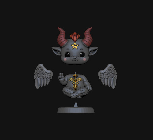 Archivo Stl Figurilla Baphomet Chibi Cute Para Impresión 3d