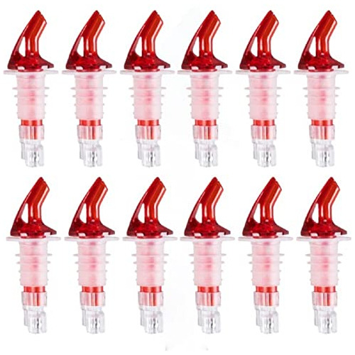 Vertedores De Licor 1-1-4 Oz. - Set De 12 - Plástico - Rojo