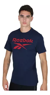 Camiseta Reebok Stacked En Azul Marino/rojo | Stock Center