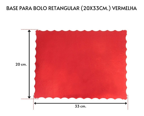 Cake Board Vermelho Para Bolo Retangular 20x33 Com 50 Un.