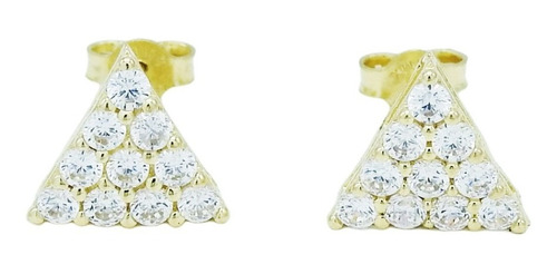 Aretes Oro Amarillo 10k Dama Zirconias Triangulo Mariposa 