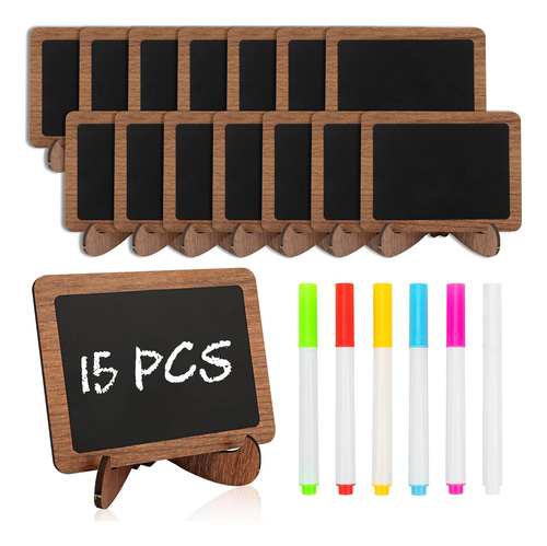 Temlum 15 Pcs Mini Letrero De Pizarra Con 6 Marcadores De Ti