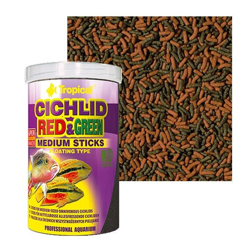 Ração Cichlid Red & Green Medium Sticks Tropical (90g)