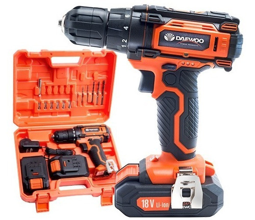 Imagen 4 de 8 de Taladro Atornillador Inalambrico Daewoo 18v Maletin Kit 2bat