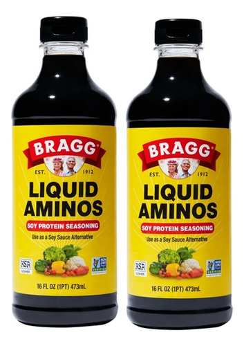 2 Botes De Aminoácidos Bragg Soya Sin Gluten 473ml C/u Usa