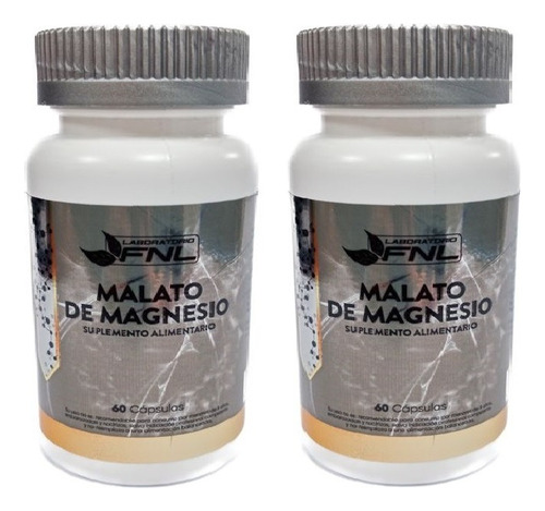 Malato De Magnesio C/ Ac Malico Fnl 2x60 Caps. Fibromialgia Sabor Natural / 2 Frascos
