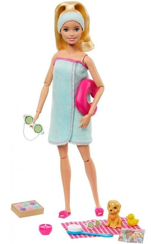 Barbie Spa Muñeca Con Cachorro Y 9 Accesorios Mattel 
