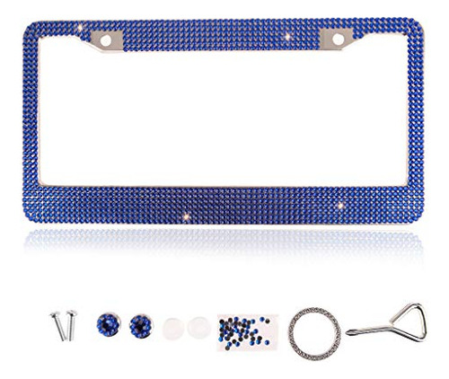 Fashion Handmade Royal Blue Crystal License Plate Frame...