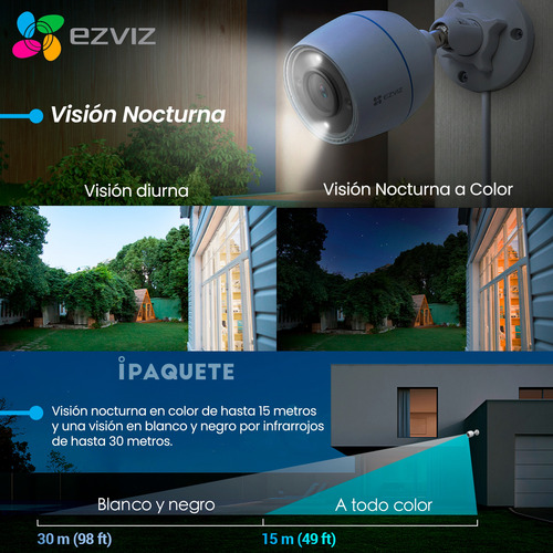 Kit 2 Cámaras Seguridad Ip Ezviz Wifi Exterior Color +128gb