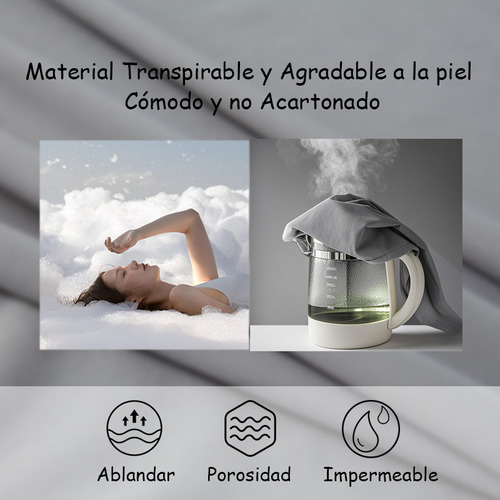 Cubre Colchon Impermeable Matrimonial Funda para Colchones Color Gris Suave y confortable muy transpirable Diseño de la Tela Liso Yume Dancengchuangli-MA-bai