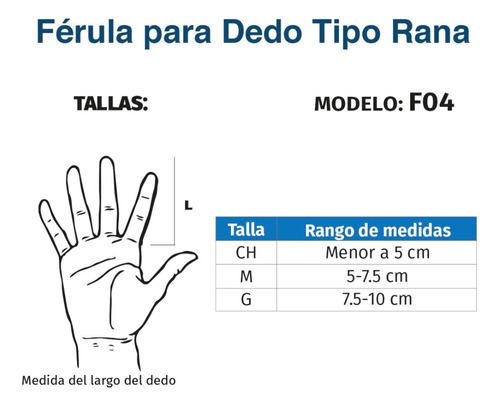 Férula Aluminio Semirrígida Tipo Rana Para Dedo F04 Tynor Talla G