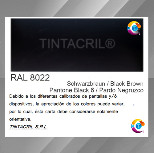 Pintura Epoxi Ral 8022 Kit X 4.5 Lts. Marrón Negruzco Brillante
