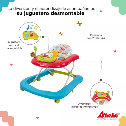 Andadera Caminadora D´bebe Jungle 2 En 1 - Rojo