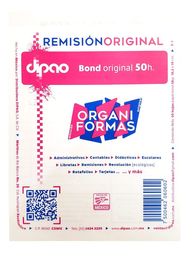 Notas De Remision Original Dipao Paq. Con 10 Pz. 