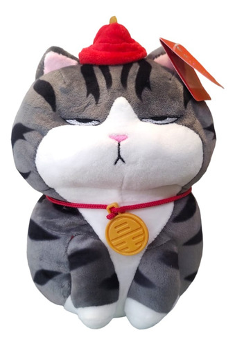 Peluche De Gato Emperador Con Sombrerito Rojo 22 Cm