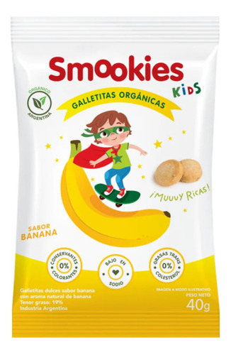 Galletitas Smookies Kids Banana Y Trigo 40 Gr