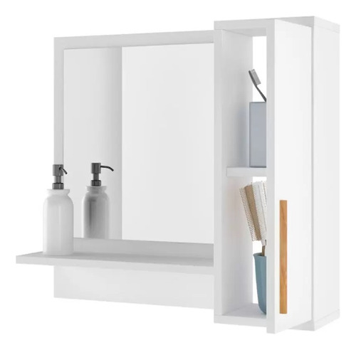 Aéreo Banheiro 2 Prateleiras 1 Espelho Branco Mdp 15 Mm Brv