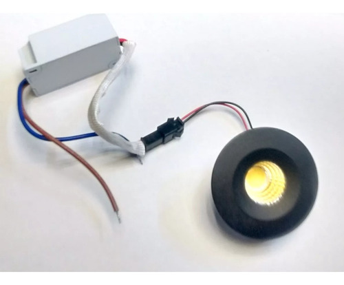 Imagen 3 de 3 de Mini Spot Embutir Led Integrado 3w Luz Calida Negro Mini R